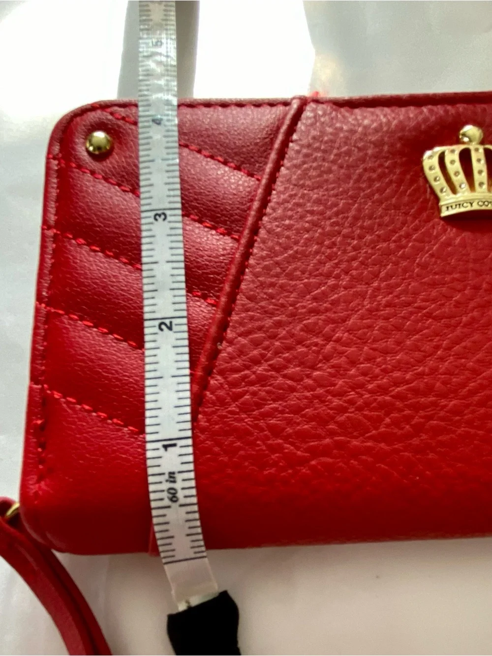 Juicy Couture Red Pebbled Zip-Around Wallet with Gold Crown & Hardware